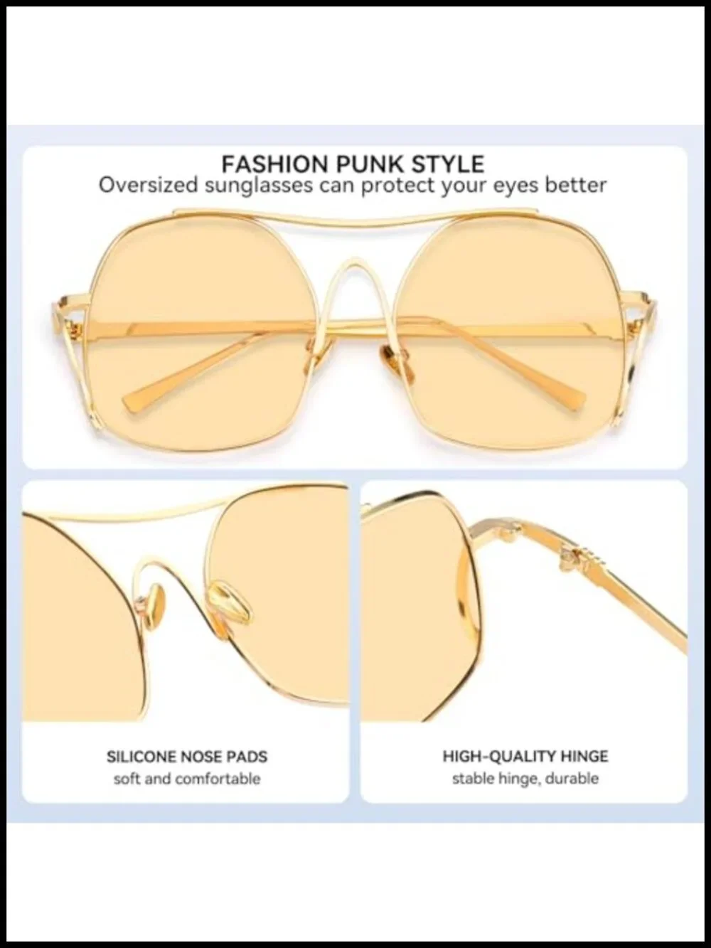 Oversized Aviator Sunglasses Women Retro Metal Frame UV400